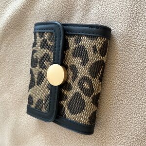 Chic Leopard Print Card Holder with Dark Brown Accents